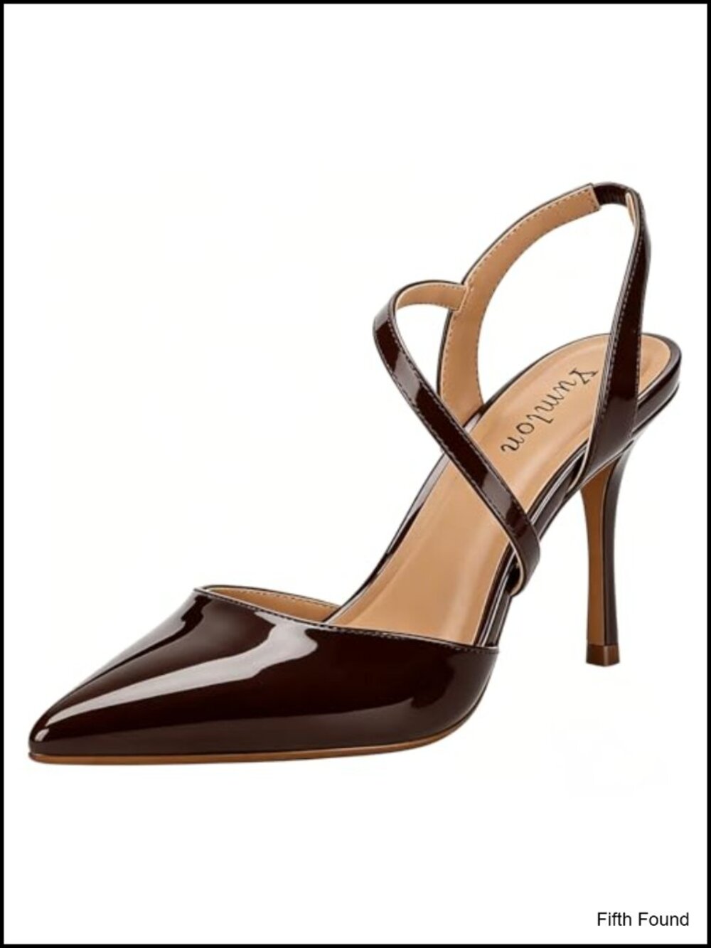 Pointed Toe Slingback Stiletto Heels Ankle Strap 3.3 Inch Pump